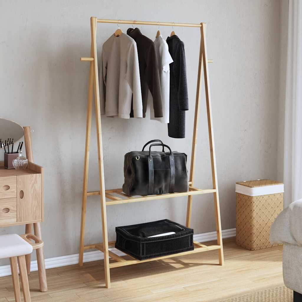 Clothes Rack with Shelves 96x45.5x150.5 cm Bamboo
