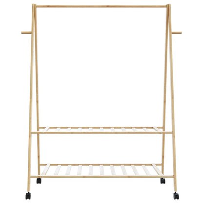 Clothes Rack with Shelves and Wheels 132x45.5x155.5 cm Bamboo