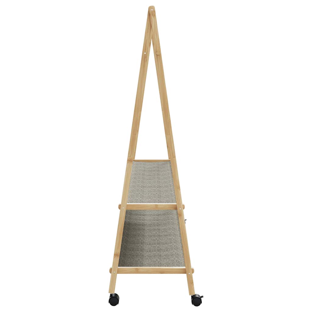 Clothes Rack with Shelves and Wheels 132x45.5x155.5 cm Bamboo