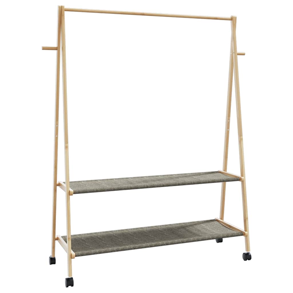Clothes Rack with Shelves and Wheels 132x45.5x155.5 cm Bamboo