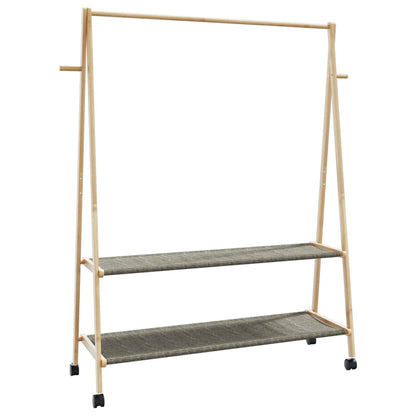 Clothes Rack with Shelves and Wheels 132x45.5x155.5 cm Bamboo