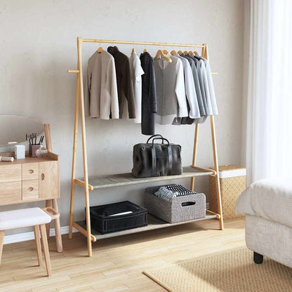 Clothes Rack with Shelves 132x45.5x150.5 cm Bamboo