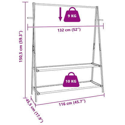 Clothes Rack with Shelves 132x45.5x150.5 cm Bamboo