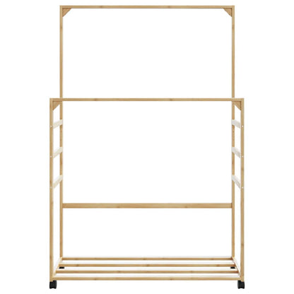 Clothes Rack with Shelves and Wheels 90x35x155 cm Bamboo