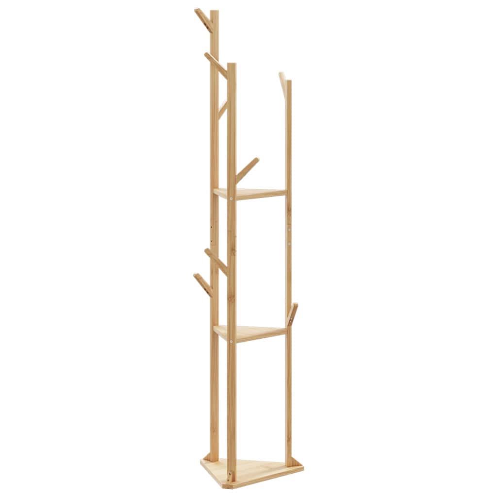 Coat Stand with Hooks and Shelves 39x33x166 cm Bamboo