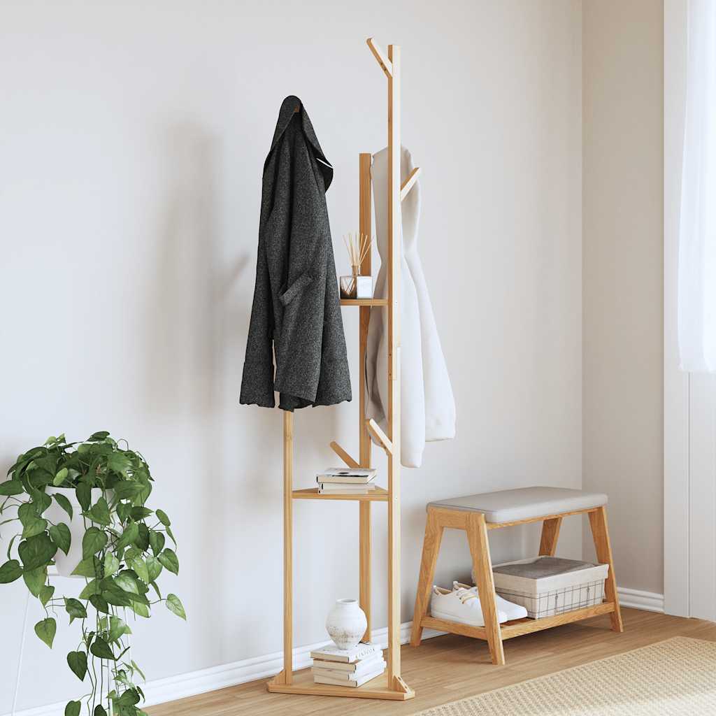 Coat Stand with Hooks and Shelves 39x33x166 cm Bamboo