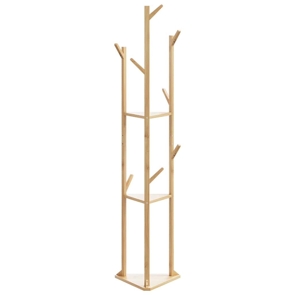Coat Stand with Hooks and Shelves 39x33x166 cm Bamboo