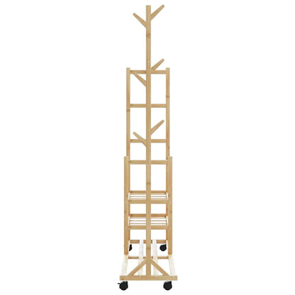 Clothes Rack with Shelves and Wheels 100x38x175.5 cm Bamboo