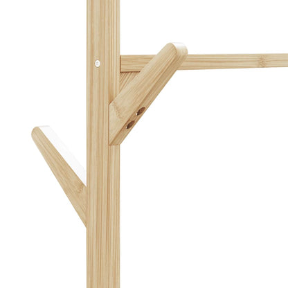 Clothes Rack with Shelves and Wheels 100x38x175.5 cm Bamboo