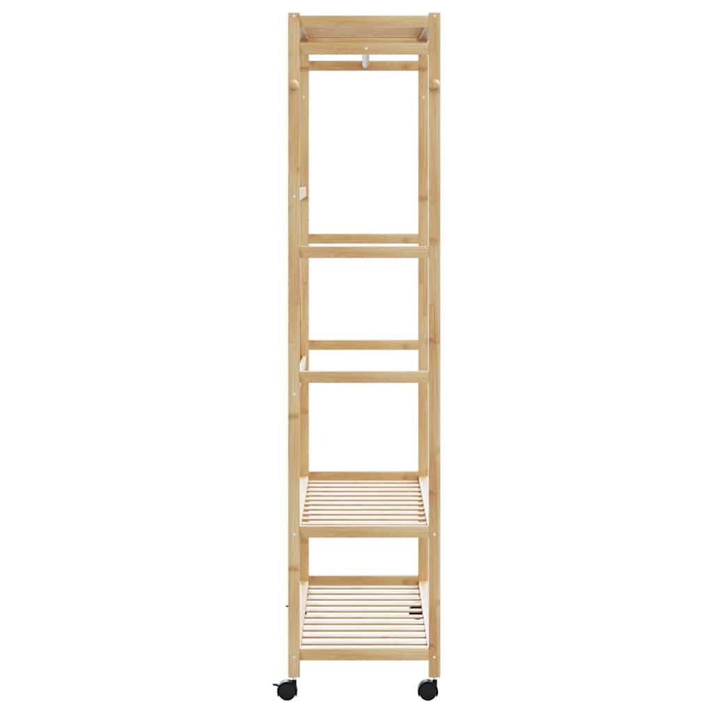 Clothes Rack with Shelves and Wheels 110x40x180 cm Bamboo