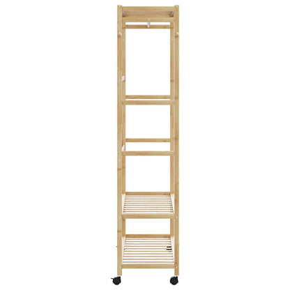 Clothes Rack with Shelves and Wheels 110x40x180 cm Bamboo