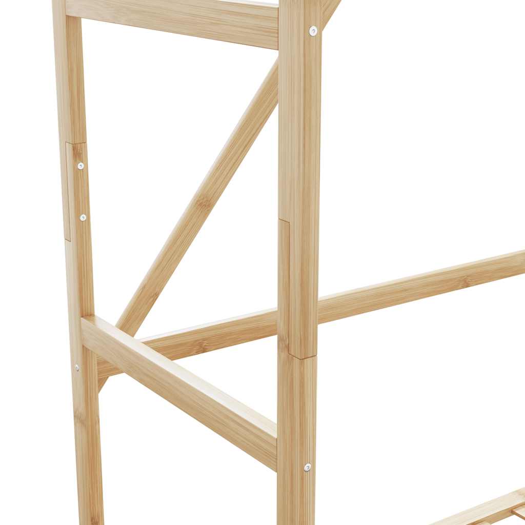 Clothes Rack with Shelves and Wheels 110x40x180 cm Bamboo