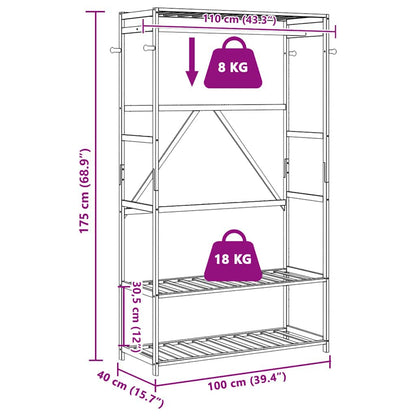 Clothes Rack with Shelves 110x40x175 cm Bamboo