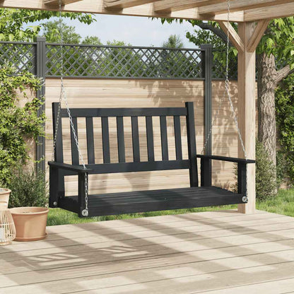 Garden Swing Bench with Metal Chains Black Solid Wood Fir