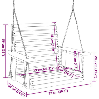 Garden Swing Chair with Metal Chains Brown Solid Wood Fir