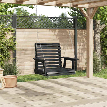 Garden Swing Chair with Metal Chains Black Solid Wood Fir