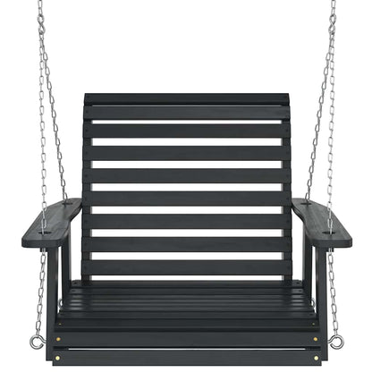 Garden Swing Chair with Metal Chains Black Solid Wood Fir