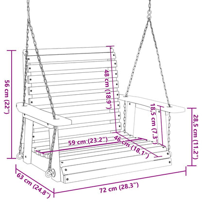 Garden Swing Chair with Metal Chains Black Solid Wood Fir