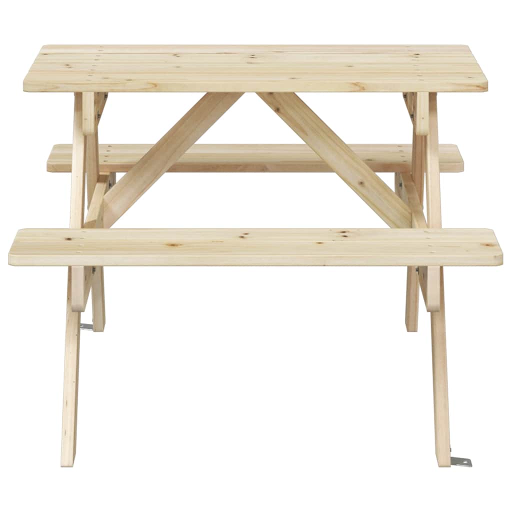 Picnic Table for 4 Kids with Umbrella Hole Solid Wood Fir