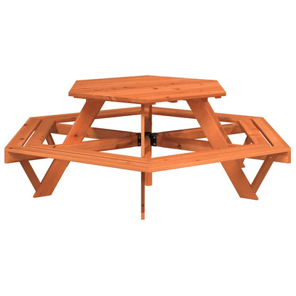 Picnic Table for 6 Kids with Benches Hexagon Solid Wood Fir