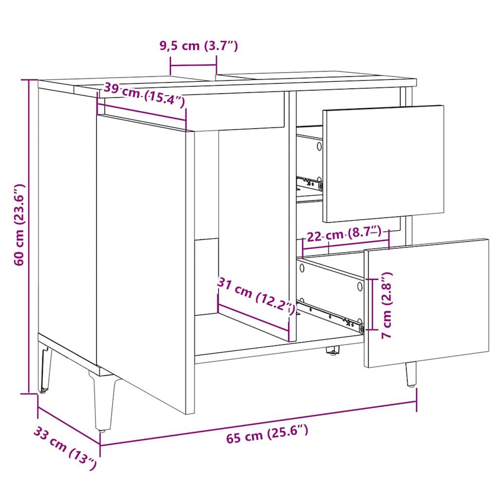 Bathroom Cabinet | Sonoma oak | Engineered wood, metal | Medium