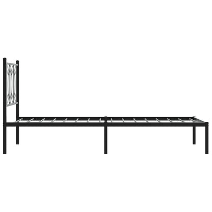 Metal Bed Frame without Mattress with Headboard Black 80x200cm