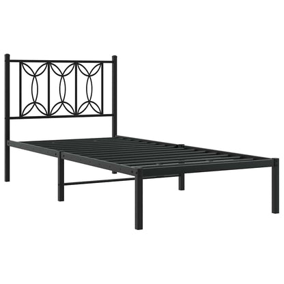 Metal Bed Frame without Mattress with Headboard Black 90x190cm