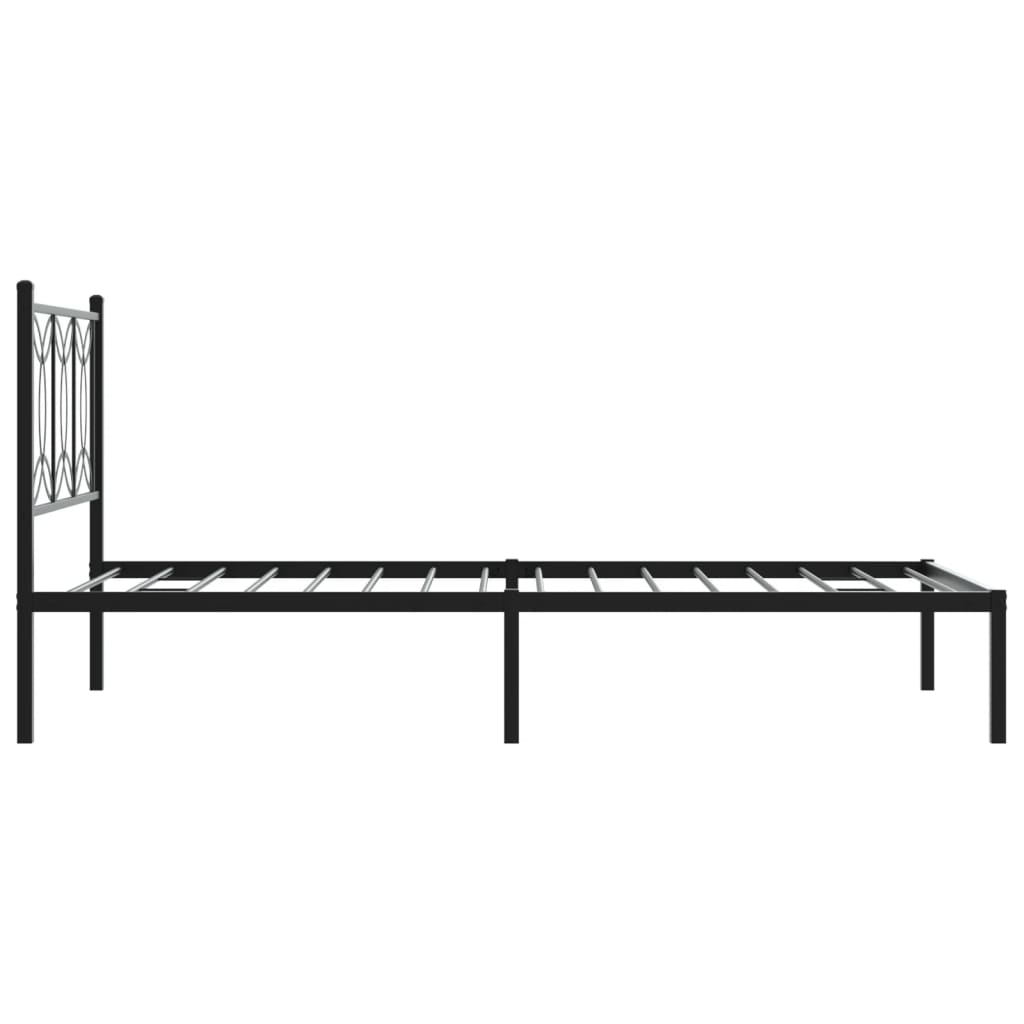 Metal Bed Frame without Mattress with Headboard Black 100x190cm
