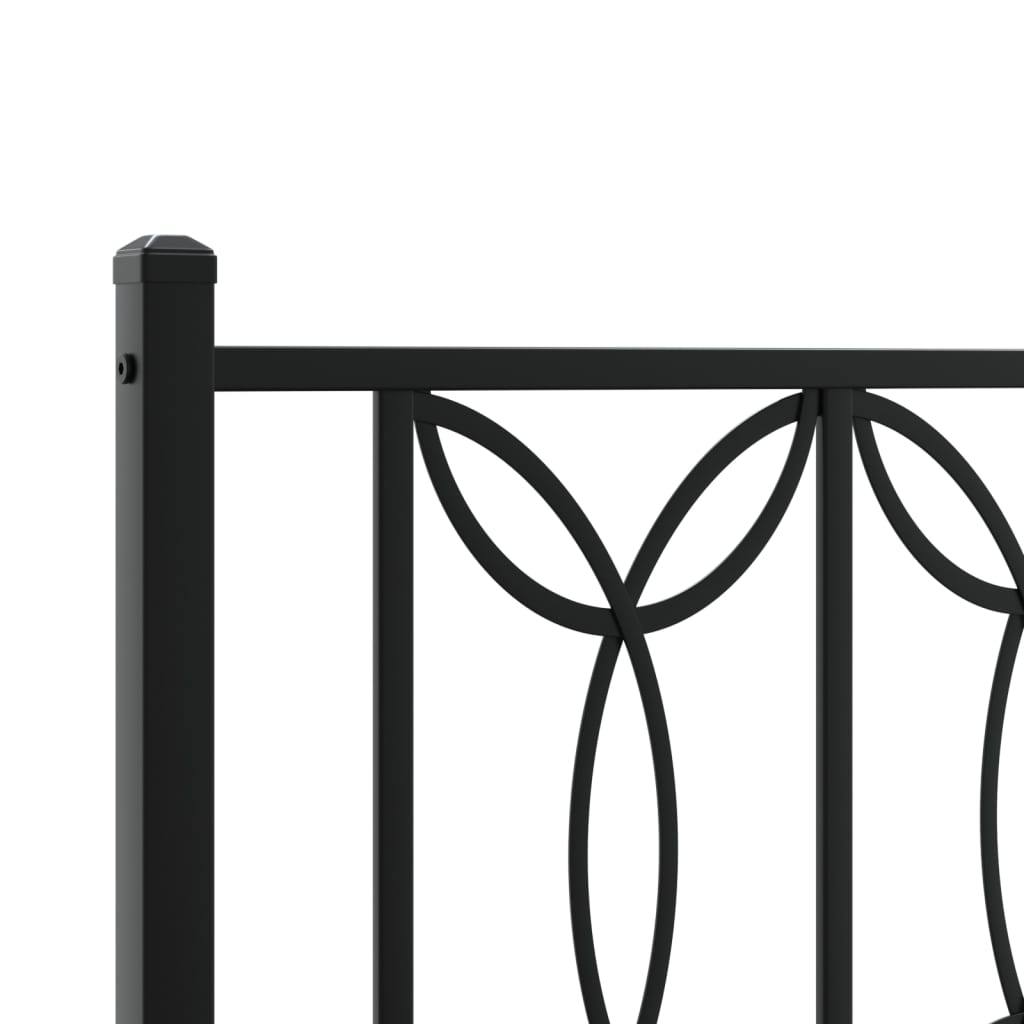 Metal Bed Frame without Mattress with Headboard Black 100x190cm
