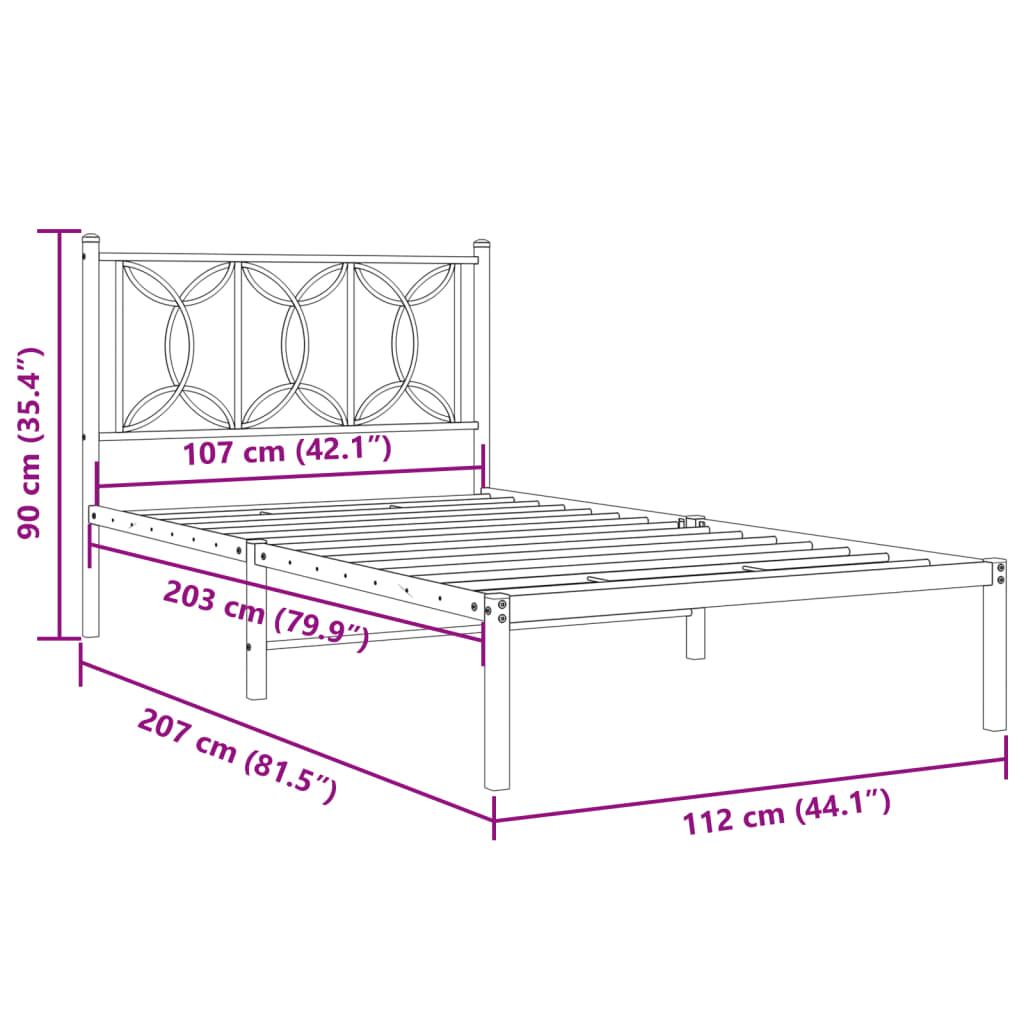 Bed Frame | Black | Steel | Single | Rectangular | Modern | Durable