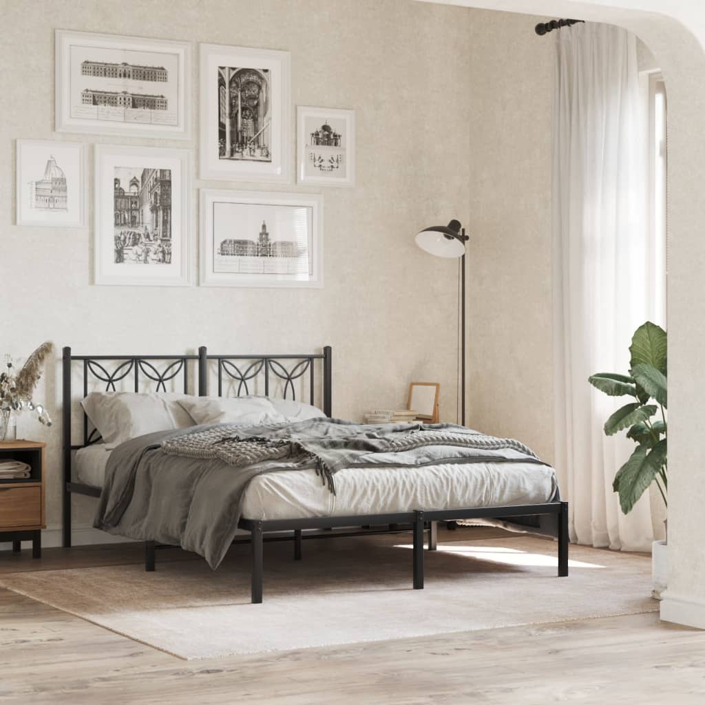 Bed Frame | Black | Steel | Double | Bed Frame | Rectangular | Modern