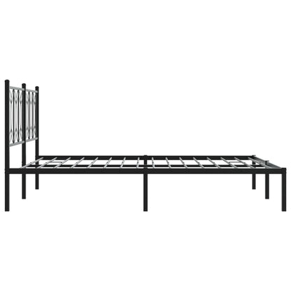 Metal Bed Frame without Mattress with Headboard Black 150x200cm