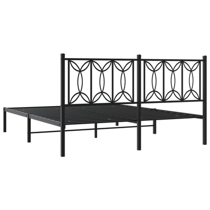 Metal Bed Frame without Mattress with Headboard Black 150x200cm