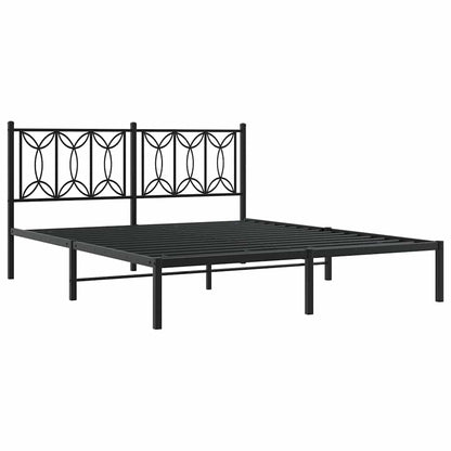 Metal Bed Frame without Mattress with Headboard Black 160x200cm