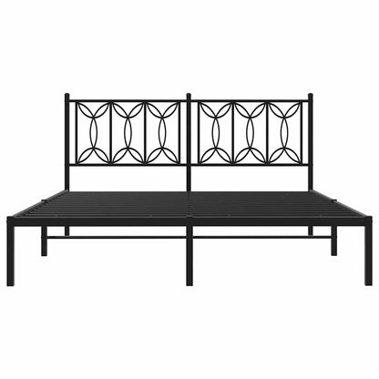 Metal Bed Frame without Mattress with Headboard Black 160x200cm