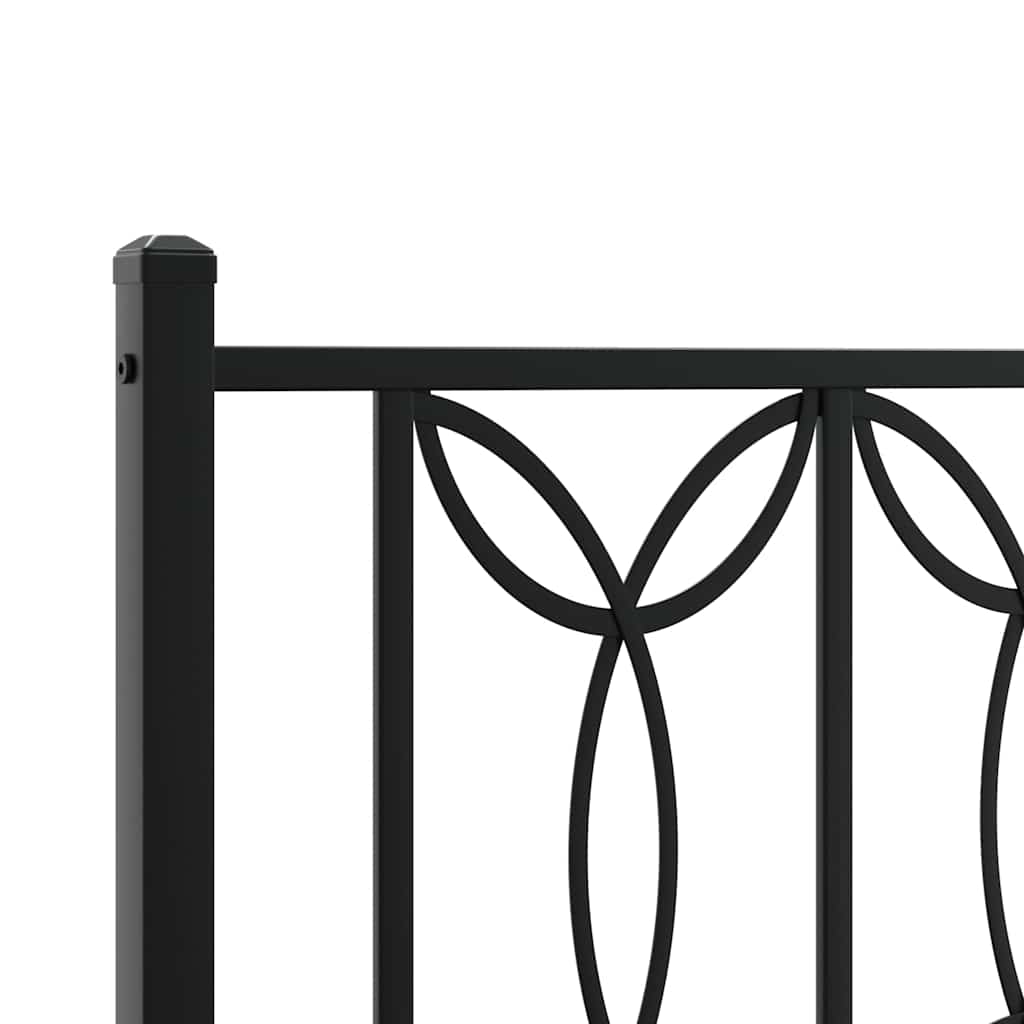 Metal Bed Frame without Mattress with Headboard Black 160x200cm