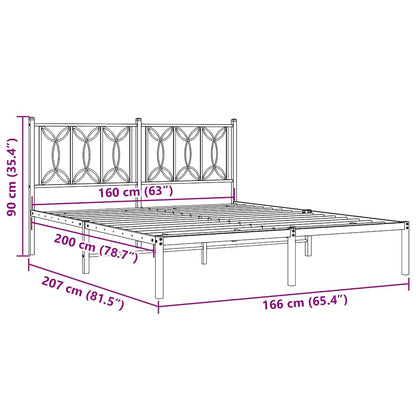 Metal Bed Frame without Mattress with Headboard Black 160x200cm