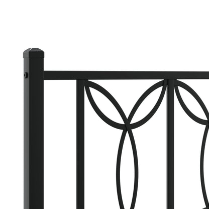 Metal Bed Frame without Mattress with Headboard Black 193x203cm