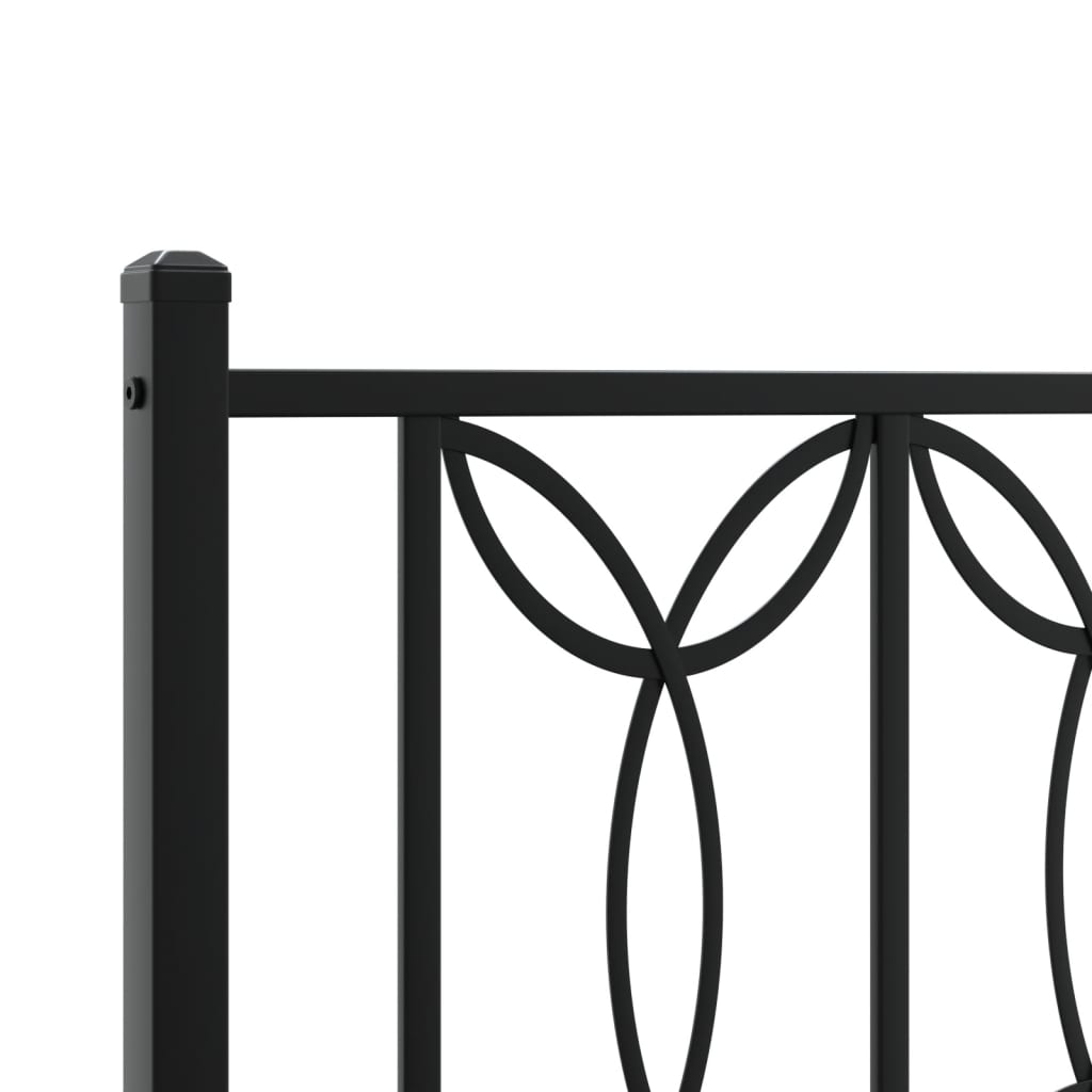 Metal Bed Frame without Mattress with Footboard Black 90x200cm
