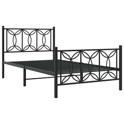 Metal Bed Frame without Mattress with Footboard Black 100x200cm