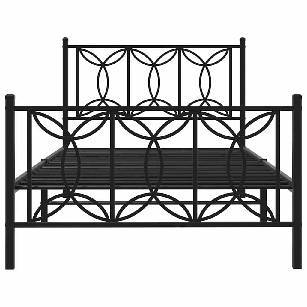 Metal Bed Frame without Mattress with Footboard Black 100x200cm