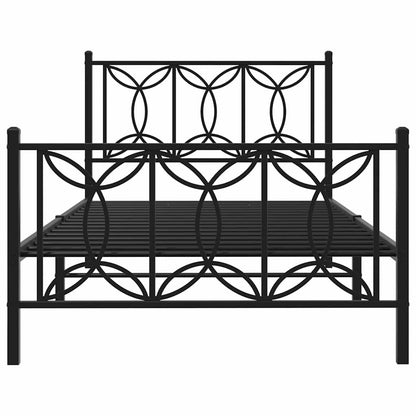 Metal Bed Frame without Mattress with Footboard Black 100x200cm