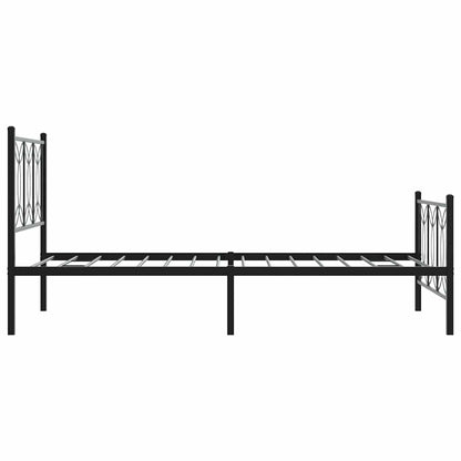 Metal Bed Frame without Mattress with Footboard Black 100x200cm