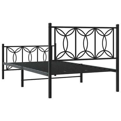 Metal Bed Frame without Mattress with Footboard Black 100x200cm