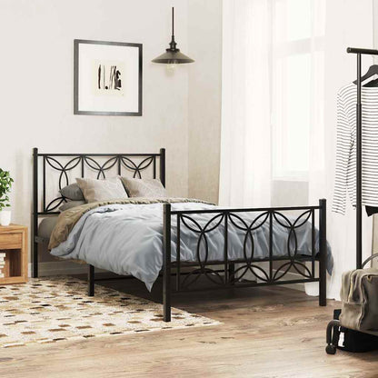 Metal Bed Frame without Mattress with Footboard Black 100x200cm