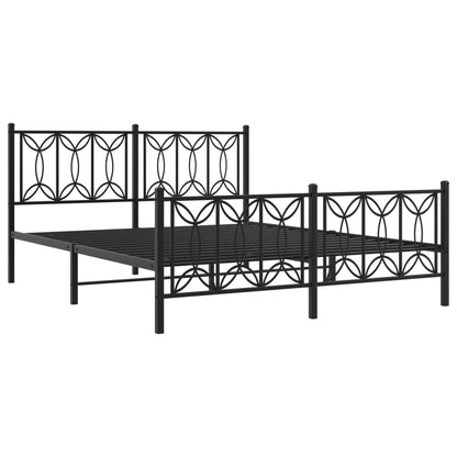 Metal Bed Frame without Mattress with Footboard Black 150x200cm