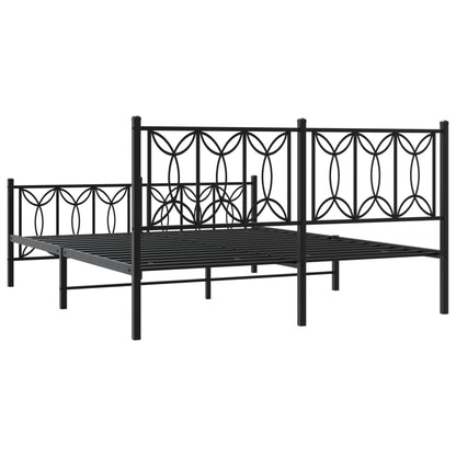 Metal Bed Frame without Mattress with Footboard Black 150x200cm
