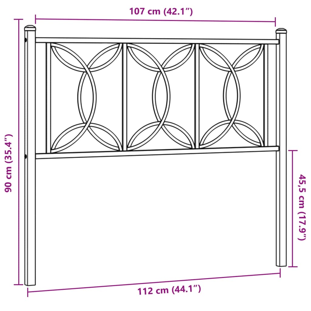 Metal Replace Headboard Black 107 cm