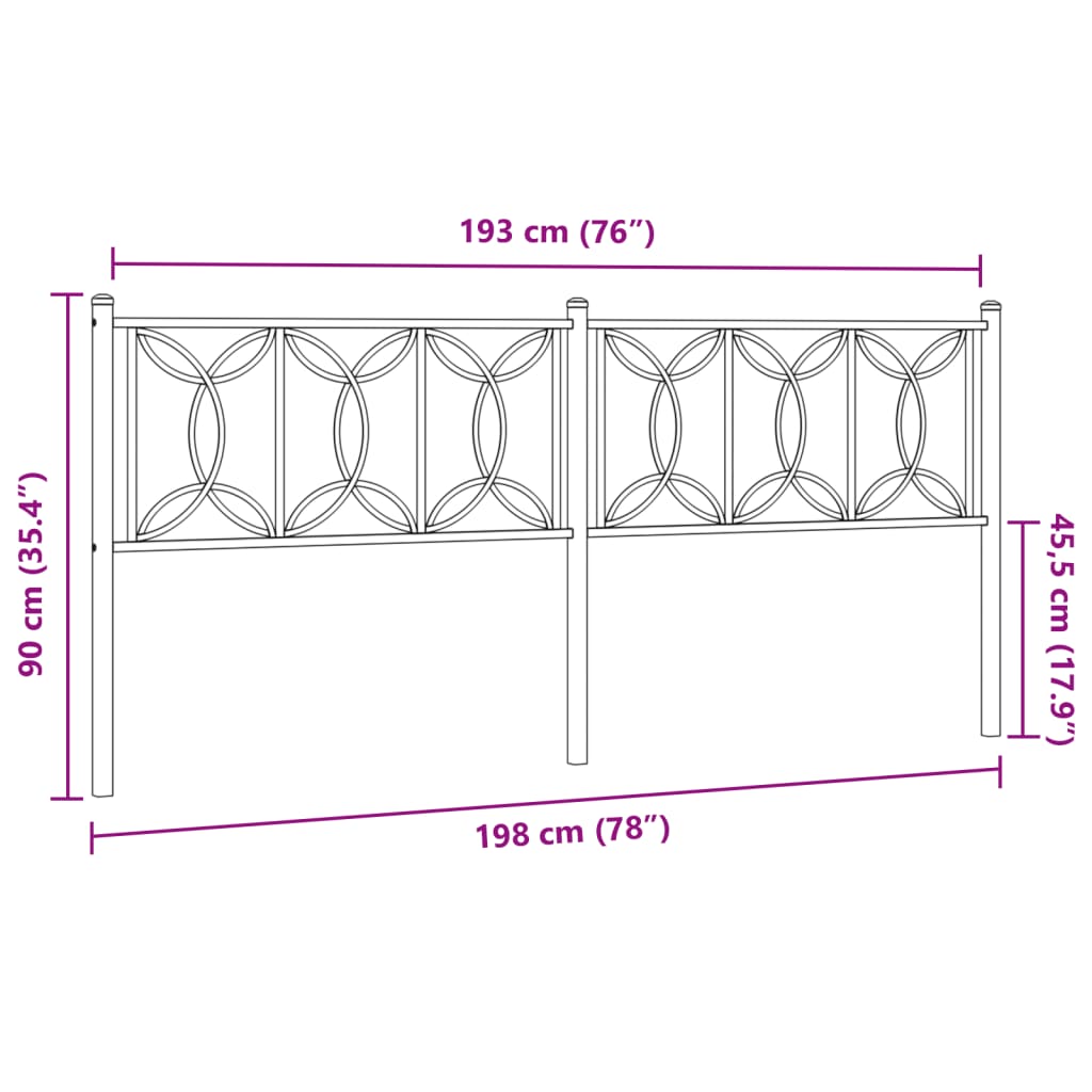 Metal Replace Headboard Black 193 cm