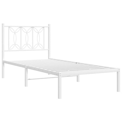 Metal Bed Frame without Mattress with Headboard White 90x200cm